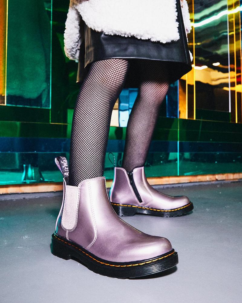 Dr Martens Junior 2976 Metallic Chelsea Støvler Børn Lyserød | DK 668XYU